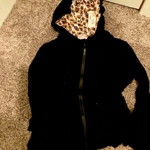 Girls Black 7/8 Ruffle Hoodie